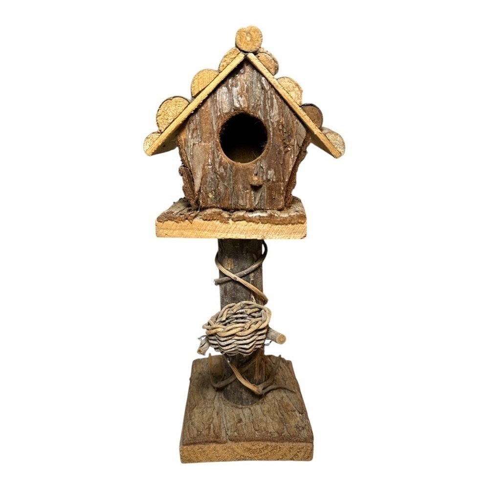 Handmade primitive rustic wooden bird house